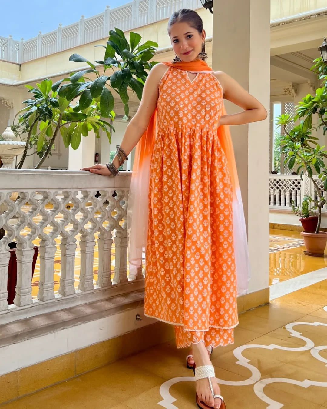 lakkar haveli 100% Cotton Indian Top Kurta Women Ethnic Tunic Kurti plus  size Om print Orange Color (Small) at Amazon Women's Clothing store