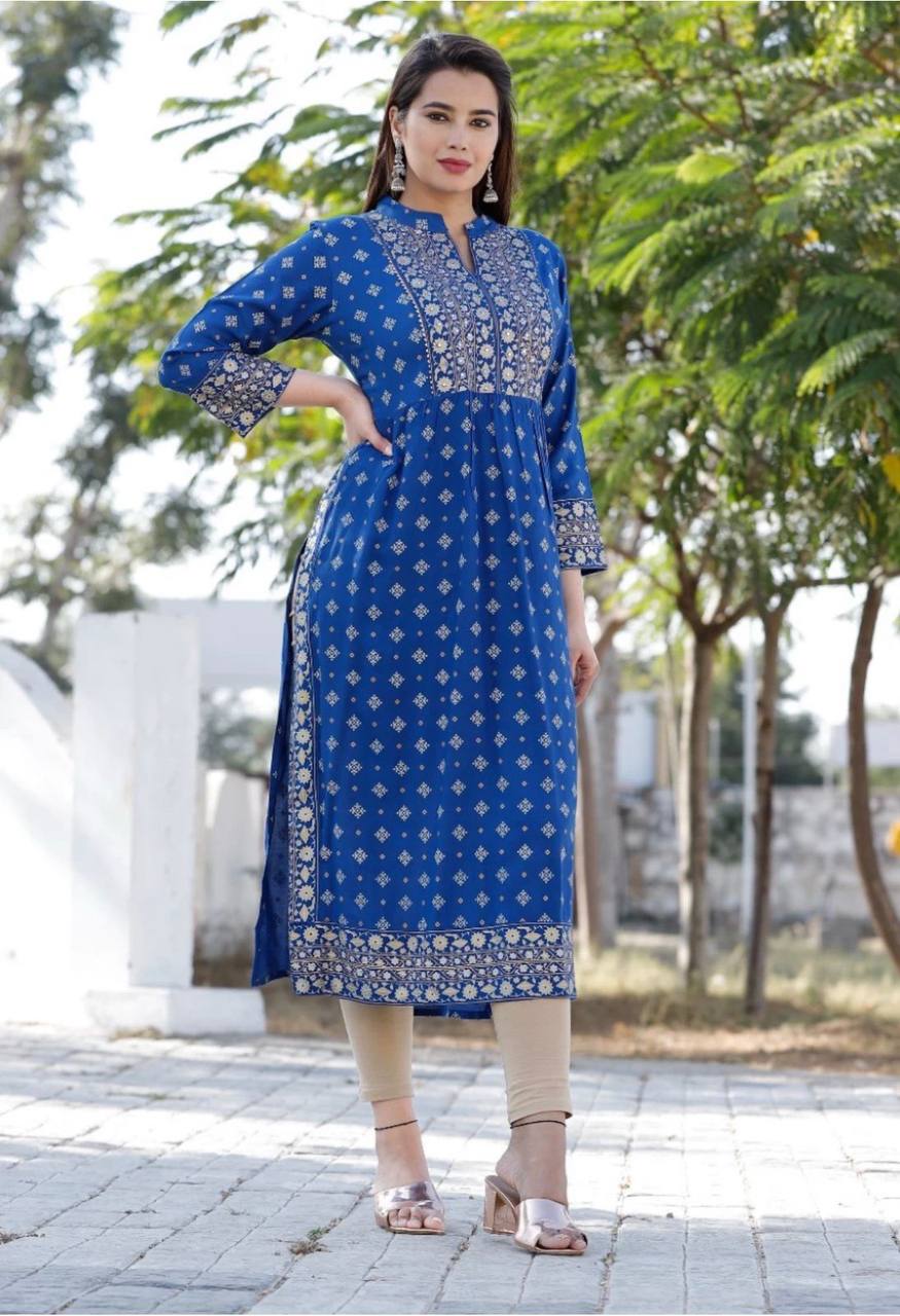 gorgette Purpal New Look Exclusive Designer Long Cut Work Kurti at Rs  1100/piece in Surat
